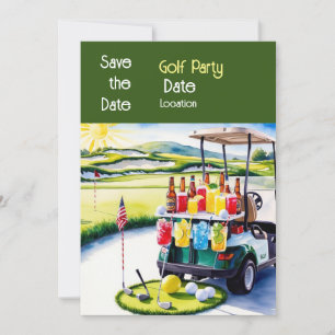 Golfplatz mit Geburtstagsparty Dekoration Einladung