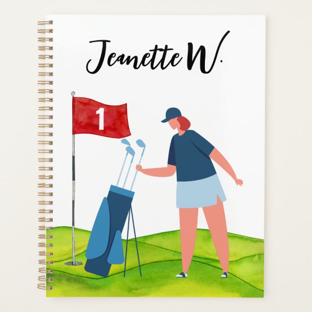Golfplatz mit Golferin Planer (Vorderseite)
