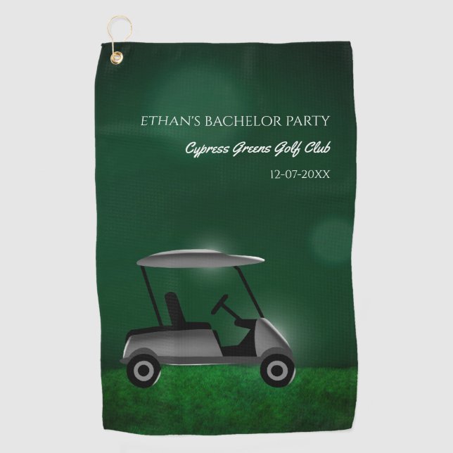 Golfplatz mit grüner Golfanlage Bachelor Party geh Golfhandtuch (Vorderseite)