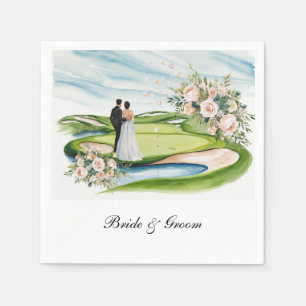 Golfplatz mit Hochzeitsthema für Golfer Serviette