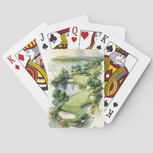 Golfplatz mit künstlerischer Aquarellführung Spielkarten