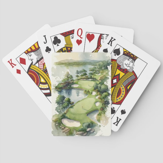 Golfplatz mit künstlerischer Aquarellführung Spielkarten (Rückseite)