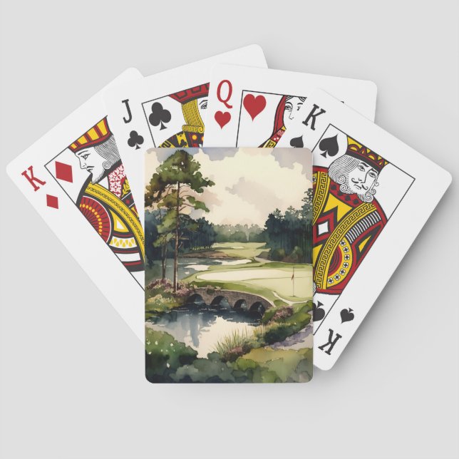 Golfplatz mit künstlerischer Aquarellführung Spielkarten (Rückseite)