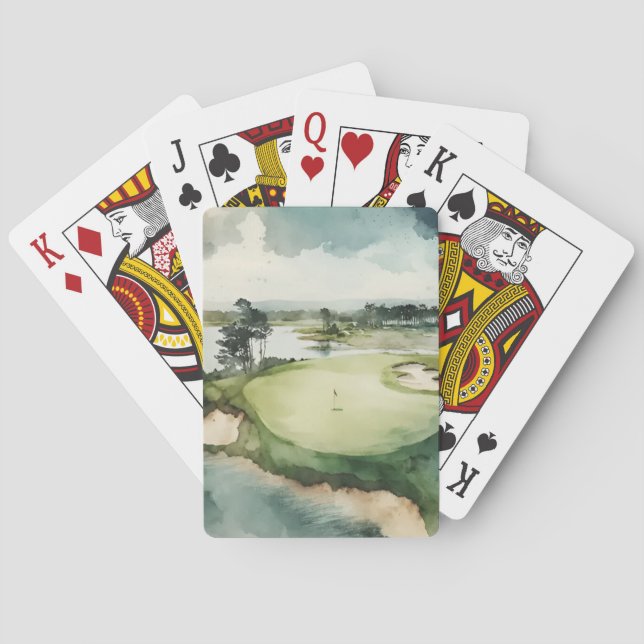 Golfplatz mit künstlerischer Aquarellführung Spielkarten (Rückseite)
