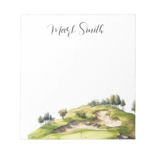 Golfplatz mit Namensgeschenken für Golfer Notizblock