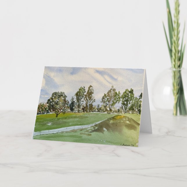 Golfplatz Nr. 1 Wasserfarbe Dankeskarte (Vorderseite)