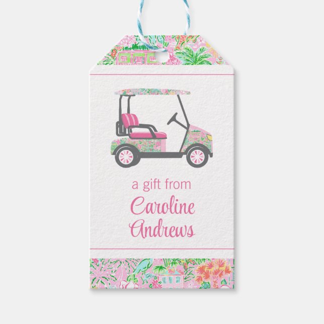 Golfplatz Pink & Green Palm Beach Geschenkanhänger (Vorderseite)