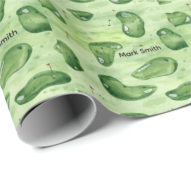 Golfplatz Putting Green mit roter Flagge Geschenkpapier (Rolleneckpunkt)