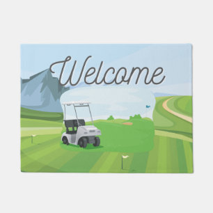 Golfplatz Schönes Aquarell Begrüßung Golfspieler Fußmatte