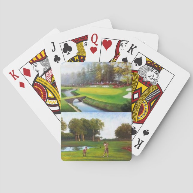 Golfplatz-Szenen auf einer Plattform der Spielkarten (Rückseite)