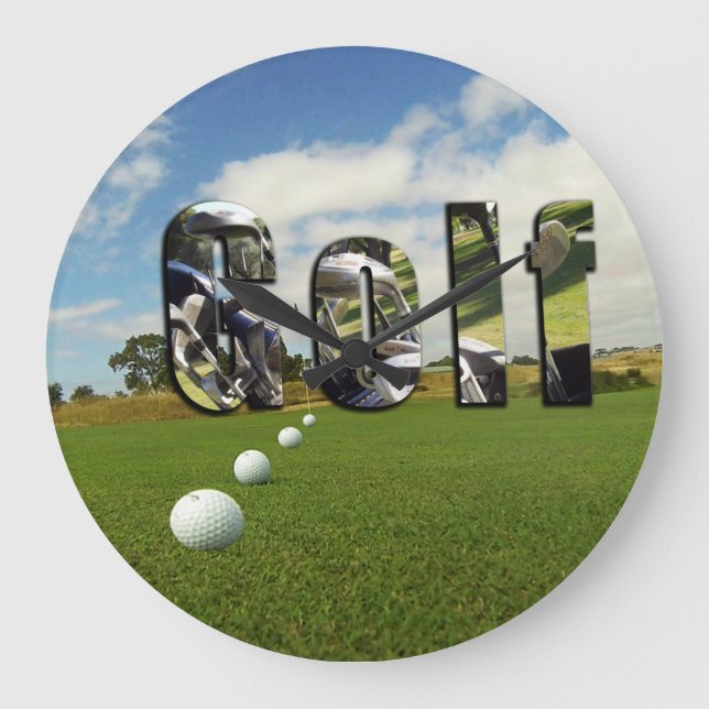 Golfplatz und Logo, Große Wanduhr (Vorderseite)