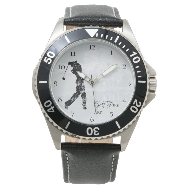 *~* Golfplatz von Man Golfplatz Teichbaum Golfer Armbanduhr (Vorderseite)