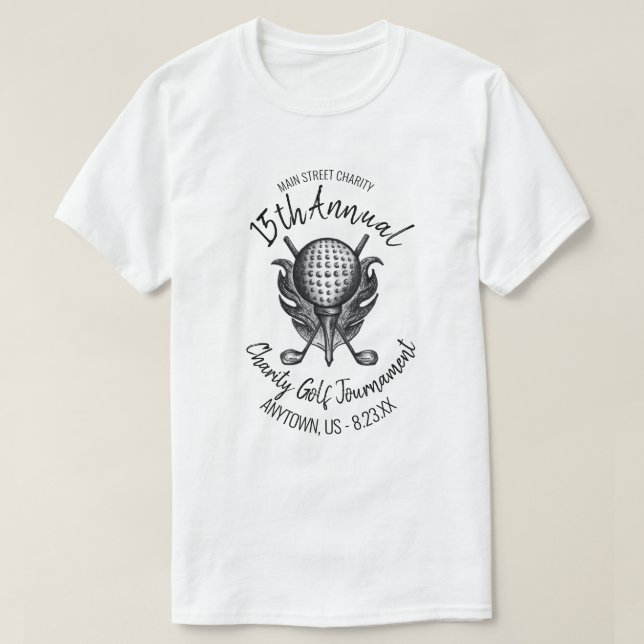 Golfplatz Wohltätigkeit Ball T-Shirt Klubs (Design vorne)