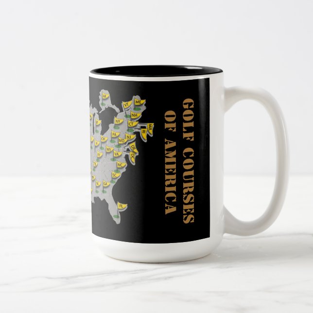 Golfplätze Amerika Karte Zweifarbige Tasse (Rechts)