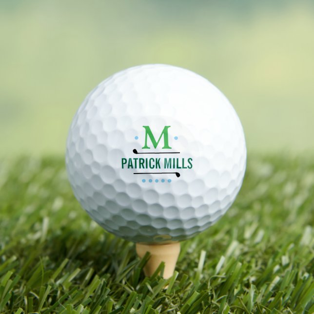 GolfPlayers Einfache elegante grüne Monogram Golfball (Insitu T-Shirt)