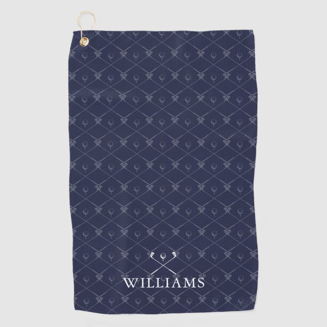 Golfschläger im Muster Navy Blue mit individuellem Golfhandtuch (Vorderseite)
