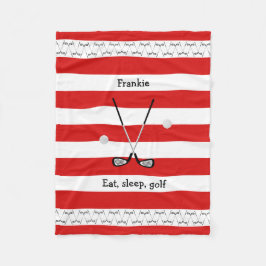 Golfschläger mit personalisiertem, rot gestreiftem fleecedecke