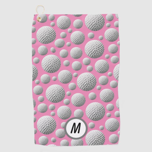 Golfschläger Rosa Monogramm Golfhandtuch (Vorderseite)