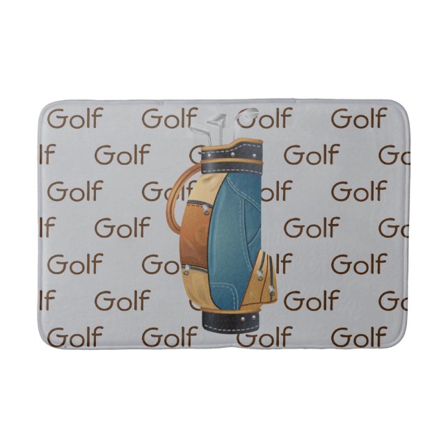 Golfschläger Tasche gekacheltes Textdesign  Badematte (Vorderseite)