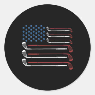 Golfschläger USA-Flagge Rot Weiß Und Blau Runder Aufkleber