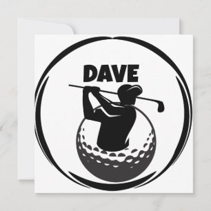 Golfschwung des Mannes & Golfball Mitteilungskarte