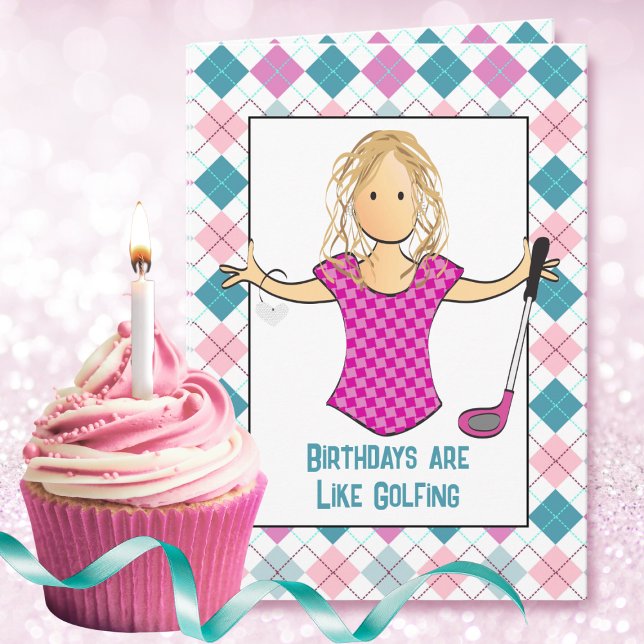 Golfspielen Cartoon Weibliche  Sprichwort Sassy Ge Karte (Von Creator hochgeladen)