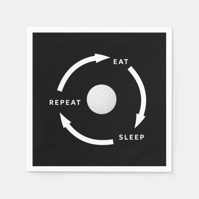 Golfspielen Golf Eat Sleep Wiederholung Sportfan S Serviette (Vorderseite)