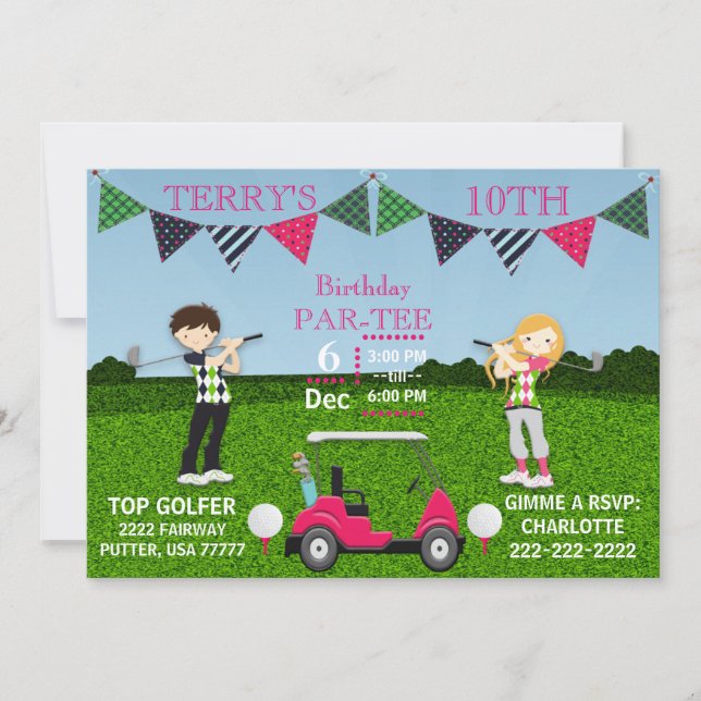 Golfspielen Golfers T-Shirt Golf Cart Golf Ball Ge (Vorderseite)