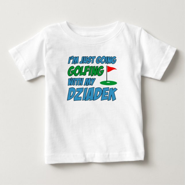 Golfspielen mit Dziadek polnischem Großkind Baby T-shirt (Vorderseite)