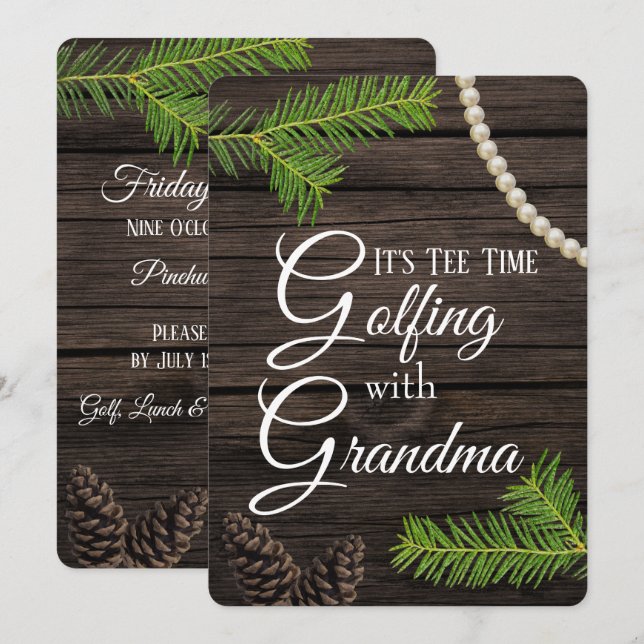 Golfspielen mit Oma Einladung (Vorne/Hinten)