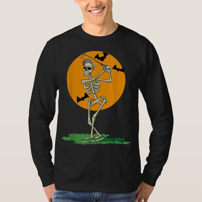 Golfspielen Skeleton Halloween Men Golf Halloween  T-Shirt (Vorderseite)