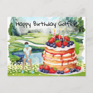 Golfspielende Frau spielt Golf Geburtstagsgolfer Postkarte