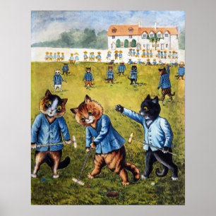 Golfspielende Krocket-Katzen, Louis Wain Poster