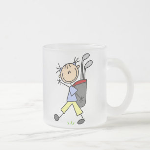 Golfspielendes Mädchen mit Tasche und Schlägern Mattglastasse