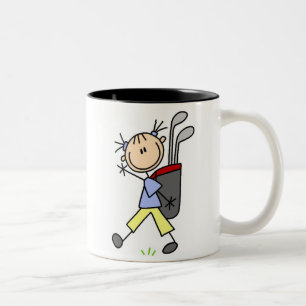 Golfspielendes Mädchen mit Tasche und Schlägern Zweifarbige Tasse