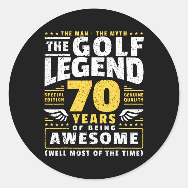 Golfspieler 70 Jahre alt Golfer Runder Aufkleber (Vorderseite)