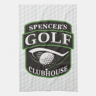 Golfspieler ADD NAME Player Golfball Club Clubhaus Geschirrtuch