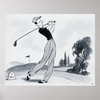 Golfspieler Archivdruck Poster