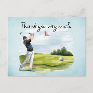 Golfspieler auf dem Golfplatz Postkarte