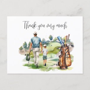 Golfspieler auf Golfplatz-Aquarell für Papa Postkarte