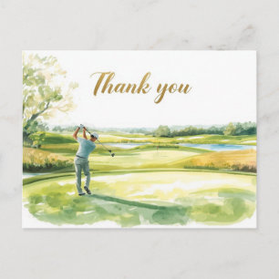 Golfspieler auf Golfplatz Wasserfarbe Dankeschön-K Postkarte