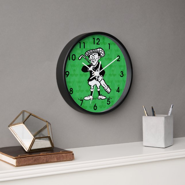 Golfspieler Cartoon Wanduhr (Büro)