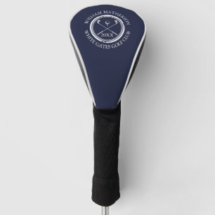 Golfspieler Club Name Datum Navy Blau Golf Headcover