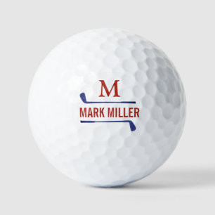 Golfspieler Cool Custom Ziegelrotes Monogramm Golfball