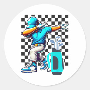 Golfspieler Dabbing Golfer Golfspielen Funny Boys  Runder Aufkleber