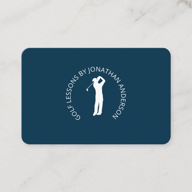 Golfspieler  Dunkelblau Business Visitenkarte (Vorderseite)