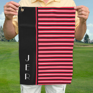 Golfspieler-Einzelbuchstaben   Schwarze rote moder Golfhandtuch