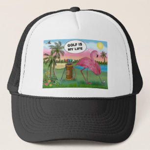 Golfspieler Flamingo - Golf ist mein Leben Truckerkappe