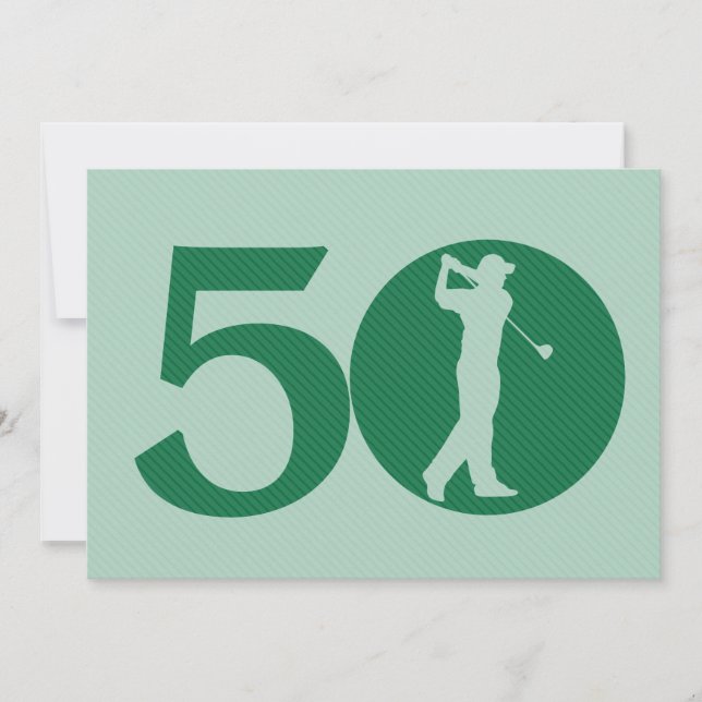 Golfspieler-Golf-Grün-Minzen-50. Einladung (Vorderseite)