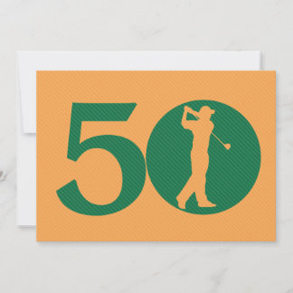 Golfspieler-Golf-Grün-Orangen-50. Einladung